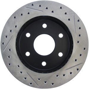 Cadillac Escalade Brake Rotor (1) - Front Right - Stoptech - Slotted & Drilled - Black - `99-`00