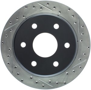 GMC Yukon Brake Rotors (1) - Rear Left - Stoptech - Slotted & Drilled Sport - Black - `00-`02