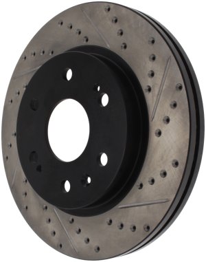 Cadillac Escalade ESV Brake Rotor (1) - Front Right - Stoptech - Drilled & Slotted, Sport, E-Coated - Black - `07-`20