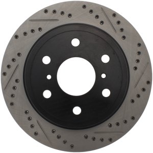 Chevrolet Suburban Brake Rotor (1) - Rear Left - Stoptech - Sport Drilled & Slotted, Black E-Coated - Black - `14-`20