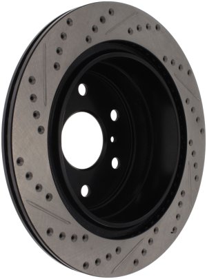 Chevrolet Tahoe Brake Rotor (1) - Rear Left - Stoptech - Sport Drilled & Slotted, Black E-Coated - Black - `07-`20