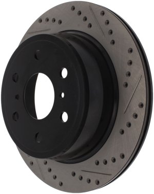 Chevrolet Tahoe Brake Rotor (1) - Rear Left - Stoptech - Sport Drilled & Slotted, Black E-Coated - Black - `07-`20