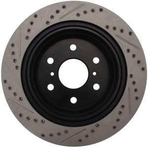 GMC Yukon Brake Rotor (1) - Rear Right - Stoptech - Sport Drilled & Slotted - Black E-Coated - `07-`20