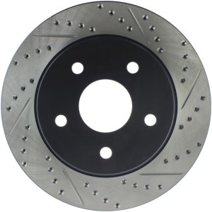 Dodge Dakota Brake Rotor (1) - Front Left - Stoptech - Sport Drilled & Slotted, High Carbon, Black E-Coated - Black - `10-`12