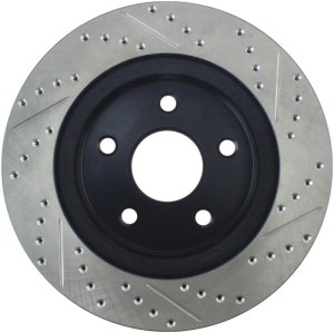 Dodge Durango Brake Rotor (1) - Front Right - Stoptech - Sport Drilled & Slotted, Black E-Coated - Black - `04-`09