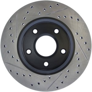 Chrysler Town & Country Brake Rotors (1) - Front Left - Stoptech - Slotted & Drilled Sport - Black - `08-`16