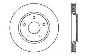 Chrysler Town & Country Brake Rotors (1) - Front Left - Stoptech - Slotted & Drilled Sport - Black - `08-`16