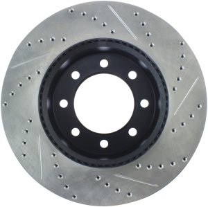 Ram 3500 Brake Rotor (1) - Front Right - Stoptech - Drilled & Slotted - Black - `11-`19