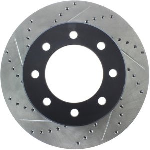 Ram 3500 Brake Rotor (1) - Front Right - Stoptech - Drilled & Slotted - Black - `11-`19