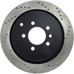 Land Rover LR3 Brake Rotor (1) - Left - Stoptech - Sport Cross-Drilled, Black E-Coated, High-Carbon Metallurgy - Black - `05-`09