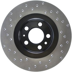 Volkswagen Golf Brake Rotor (1) - Front Left - Stoptech - Drilled Sport - Black - `98-`06