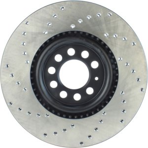 Audi S3 Brake Rotor (1) - Front Left - Stoptech - Drilled CRYO-STOP - Black - `00-`03