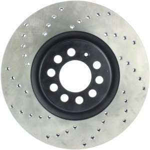 Volkswagen Golf Brake Rotor (1) - Front Right - Stoptech - Sport Drilled - Black - `02-`06