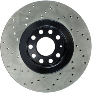 Audi A4 Quattro Brake Rotor (1) - Front Left - Stoptech - Drilled Sport - Black - `05-`09