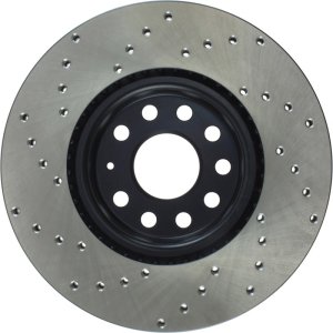 Volkswagen Golf SportWagen Brake Rotor (1) - Front Left - Stoptech - Sport Cryo Cross-Drilled, Black E-Coated - Black - `10-`18