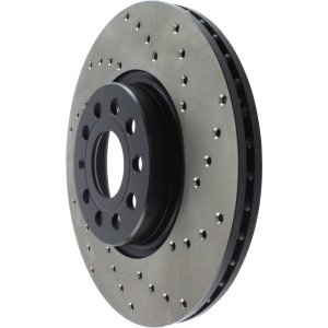 Volkswagen Golf SportWagen Brake Rotor (1) - Front Left - Stoptech - Sport Cryo Cross-Drilled, Black E-Coated - Black - `10-`18