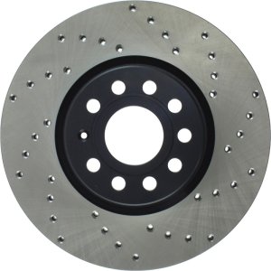 Volkswagen Golf SportWagen Brake Rotor (1) - Front Left - Stoptech - Sport Cryo Cross-Drilled, Black E-Coated - Black - `10-`18