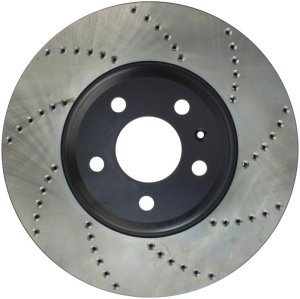 Audi A5 Brake Rotor (1) - Front Left - Stoptech - Sport Cross Drilled - Black E-Coated - `08-`11