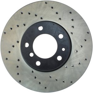BMW 540i Brake Rotor (1) - Front Left - Stoptech - Cross Drilled - Black - `96-`00