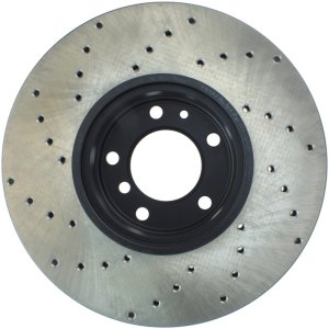 BMW 540i Brake Rotor (1) - Front Left - Stoptech - Cross Drilled - Black - `96-`00
