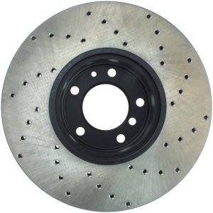 BMW 740iL Brake Rotor (1) - Front Right - Stoptech - Drilled Sport - Black - `95-`01