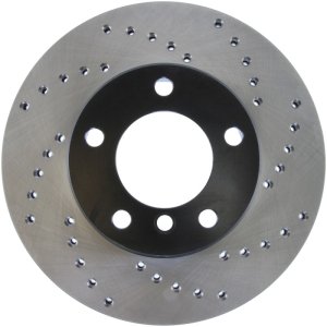 BMW 528i Brake Rotor (1) - Front Left - Stoptech - Sport Drilled - Black - `96-`00