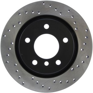 BMW 325i Brake Rotor (1) - Rear Left - Stoptech - Drilled Sport - Black - `01-`05