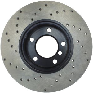 BMW 3 Series Brake Rotor (1) - Front Left - Stoptech - Cross Drilled - Black - 2006