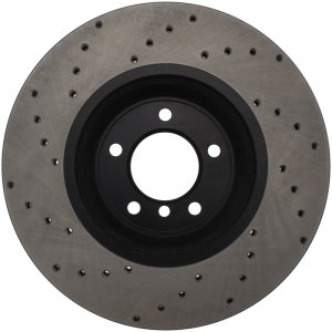 BMW 335i Brake Rotor (1) - Front Left - Stoptech - Drilled Sport - Black - `07-`13