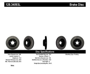 BMW 335i Brake Rotor (1) - Front Left - Stoptech - Drilled Sport - Black - `07-`13
