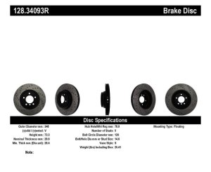 BMW X1 Brake Rotor (1) - Front Right - Stoptech - Drilled Sport - Black - `11-`15
