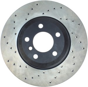 BMW X6 Brake Rotor (1) - Rear Right - Stoptech - Drilled Sport with Black E-Coating - Black - `08-`16