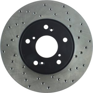 Honda Fit Brake Rotor (1) - Front Left - Stoptech - Cryo Drilled Sport with Black E-Coat - Black - `13-`14