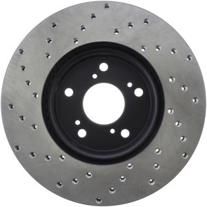 Acura CL Brake Rotor (1) - Front Left - Stoptech - Drilled Sport - Black - `01-`03