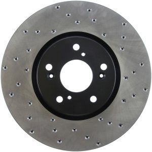 Acura TL Brake Rotor (1) - Left Front - Stoptech - Drilled Sport - Black - `04-`08