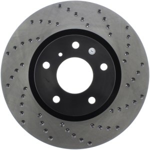 Infiniti G35 Brake Rotor (1) - Front Left - Stoptech - Drilled Sport - Black - `02-`03