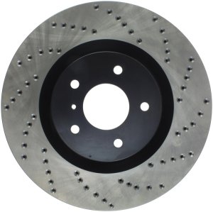Infiniti G35 Brake Rotor (1) - Front Left - Stoptech - Drilled Sport - Black - `03-`04