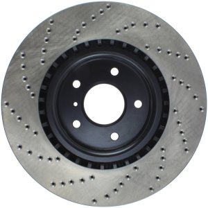 Infiniti G35 Brake Rotor (1) - Front Left - Stoptech - Drilled Sport - Black - `03-`04