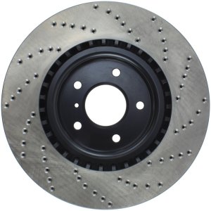 Infiniti G35 Brake Rotor (1) - Front Right - Stoptech - Drilled Sport - Black - `03-`04