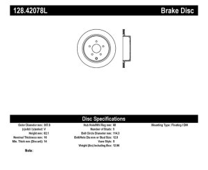 Infiniti FX35 Brake Rotor (1) - Rear Left - Stoptech - Drilled - Black - `03-`12