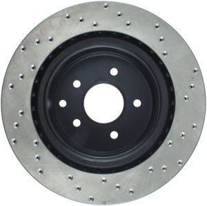 Infiniti G35 Brake Rotor (1) - Rear Right - Stoptech - Drilled Sport - Black - `03-`04