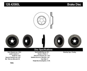 Nissan Murano Brake Rotor (1) - Front Left - Stoptech - Drilled Sport - Black E-Coated - `04-`14