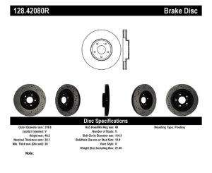 Infiniti EX Brake Rotor (1) - Front Right - Stoptech - Drilled Sport - Black - 2013