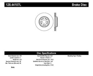 Lexus LS400 Brake Rotor (1) - Front Left - Stoptech - Drilled Sport - Black - `95-`00