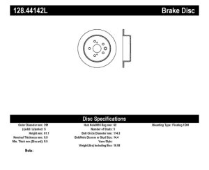 Lexus IS250 Brake Rotor (1) - Rear Left - Stoptech - Drilled Sport - Black - `06-`15