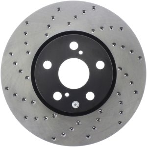 Toyota Corolla Brake Rotor (1) - Front Right - Stoptech - Drilled Sport - Black - `09-`19