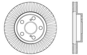 Toyota Prius Plug-In Brake Rotor (1) - Front Left - Stoptech - Drilled Sport - Black - `12-`15