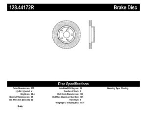 Lexus CT200h Brake Rotor (1) - Rear Left - Stoptech - Drilled Sport - Black - `11-`16 Lexus CT200h Brake Rotor (1) - Rear Left - Stoptech - Drilled Sport - Black - `11-`16