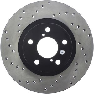 Subaru Legacy Brake Rotor (1) - Front Right - Stoptech - Drilled Sport - Black - `90-`05