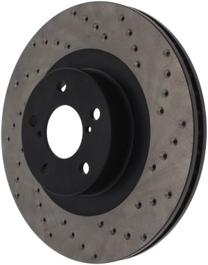 Saab 9-2X Brake Rotor (1) - Front Left - Stoptech - Drilled Sport - Black - `05-`06